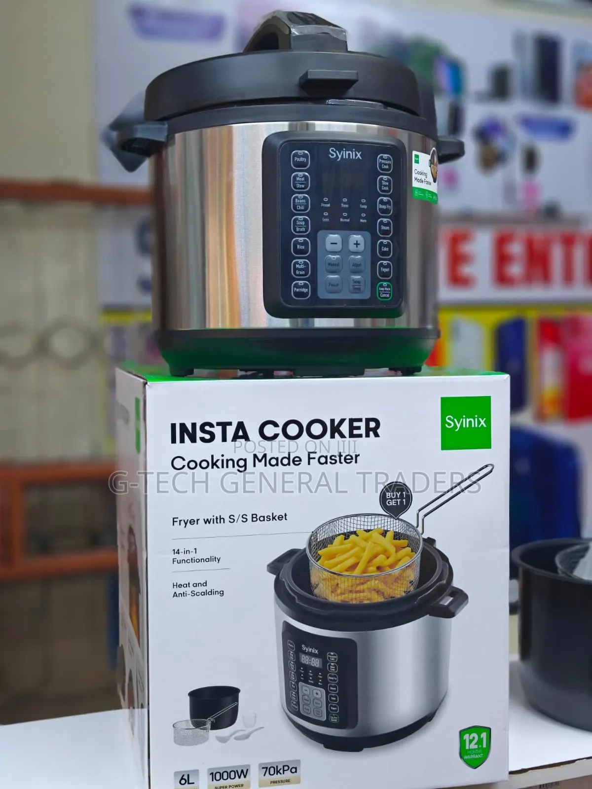 Syinix 6l 1000w Digital Control Pressure Cooker