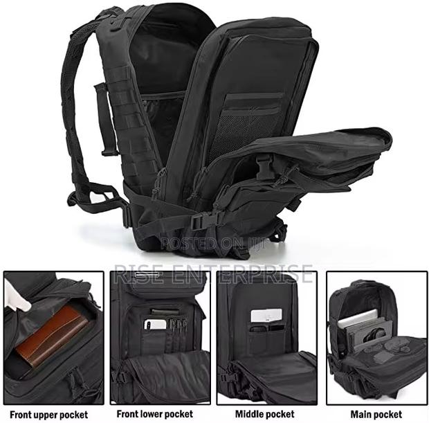 50l Tactical Waterproof Outdoor Backpack - Black - thumbnail 2