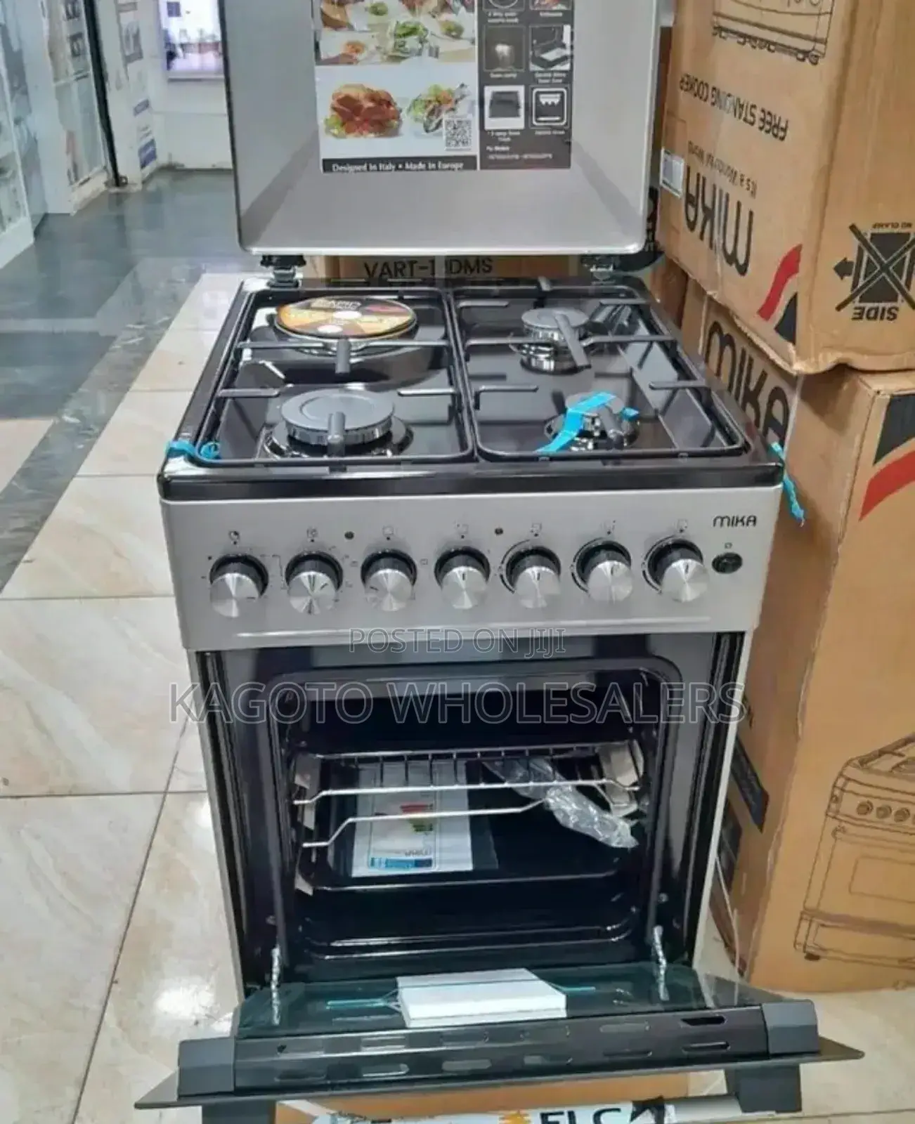 Mika 50by60 3+1 Standing Gas Cooker Silver#M3+1#