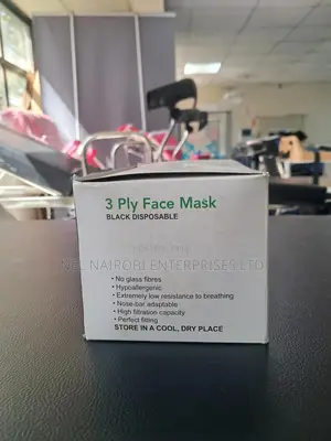 3 Ply Face Mask (Black Disposable)