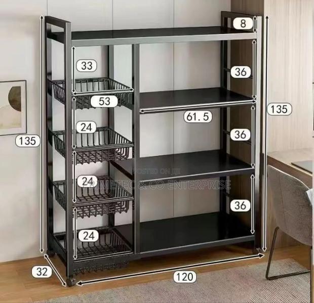 Multifunctional Strong Metallic Kitchen Rack With Movable - thumbnail 3