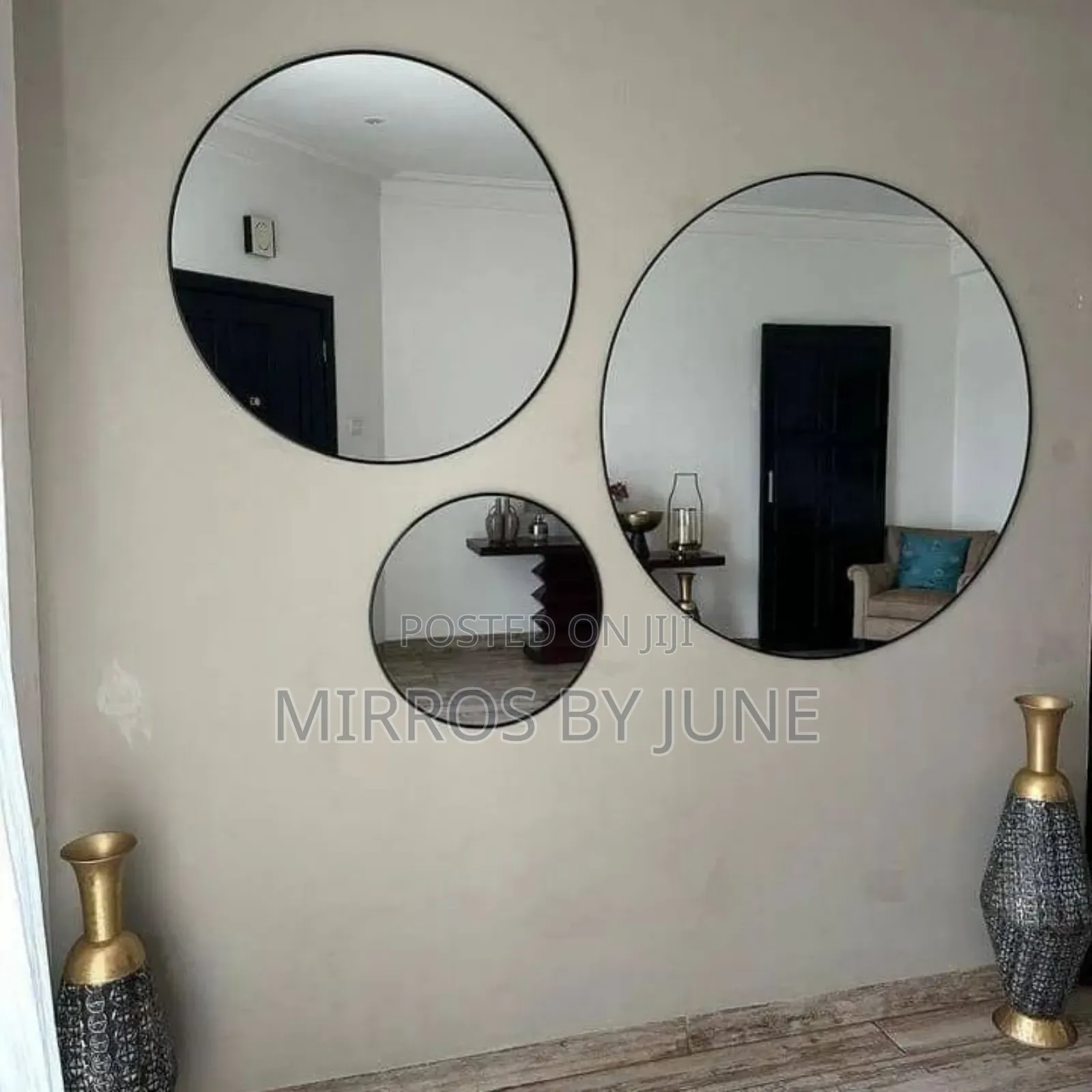 3 Framed Round Mirrors