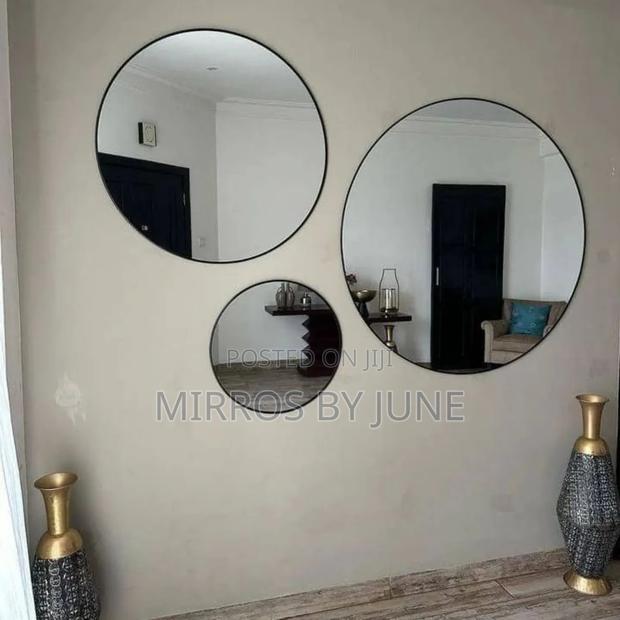 3 Framed Round Mirrors
