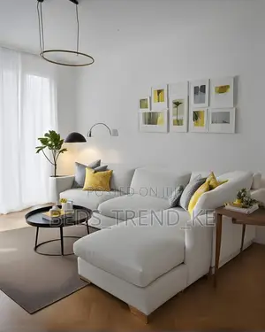 Smart White 6 Seater L Sofa Set