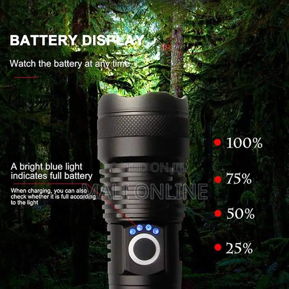 Rechargeable Led Flashlight 2700 Lumens Zoomable Torch