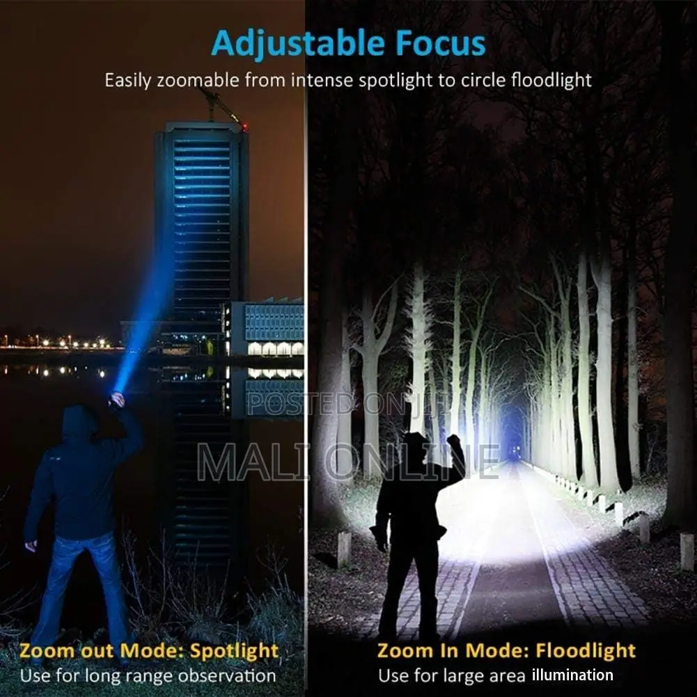 Rechargeable Led Flashlight 2700 Lumens Zoomable Torch