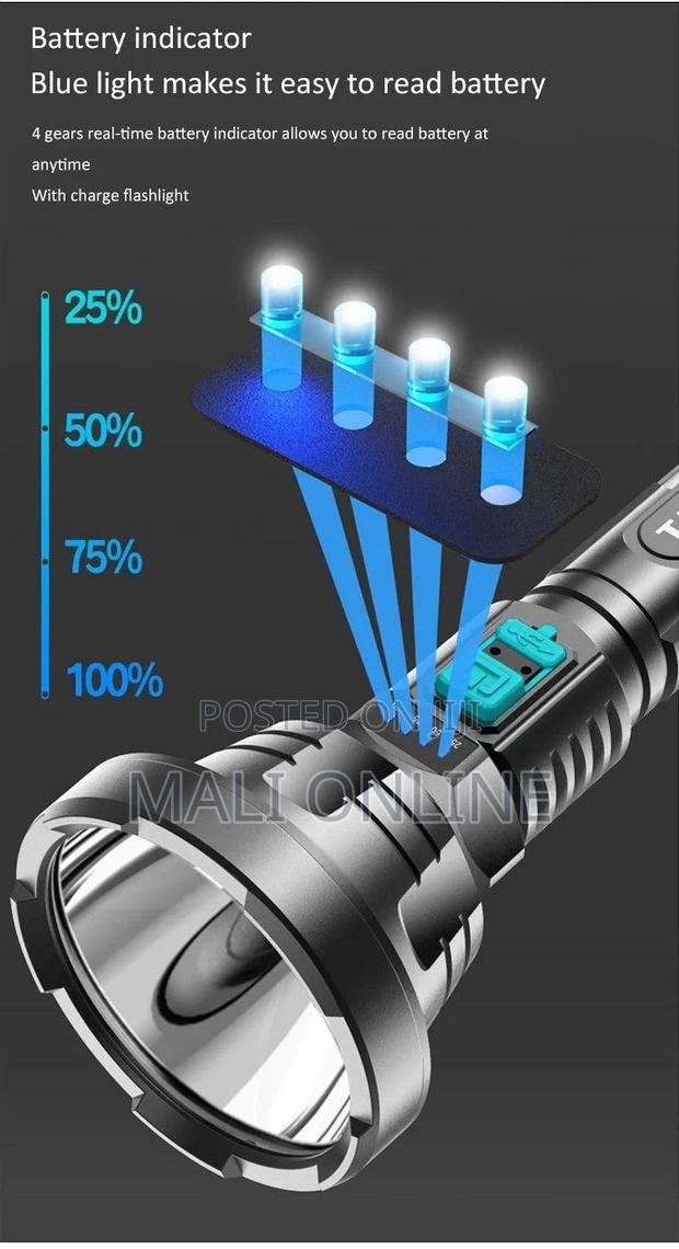 Rechargeable Tactical Led Flashlight 1000m Beam Waterproof - thumbnail 4