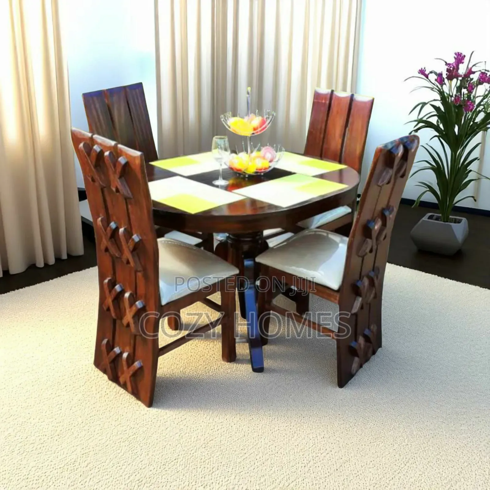 Dining Table a Rounded Robust 4 Seater Dining Table