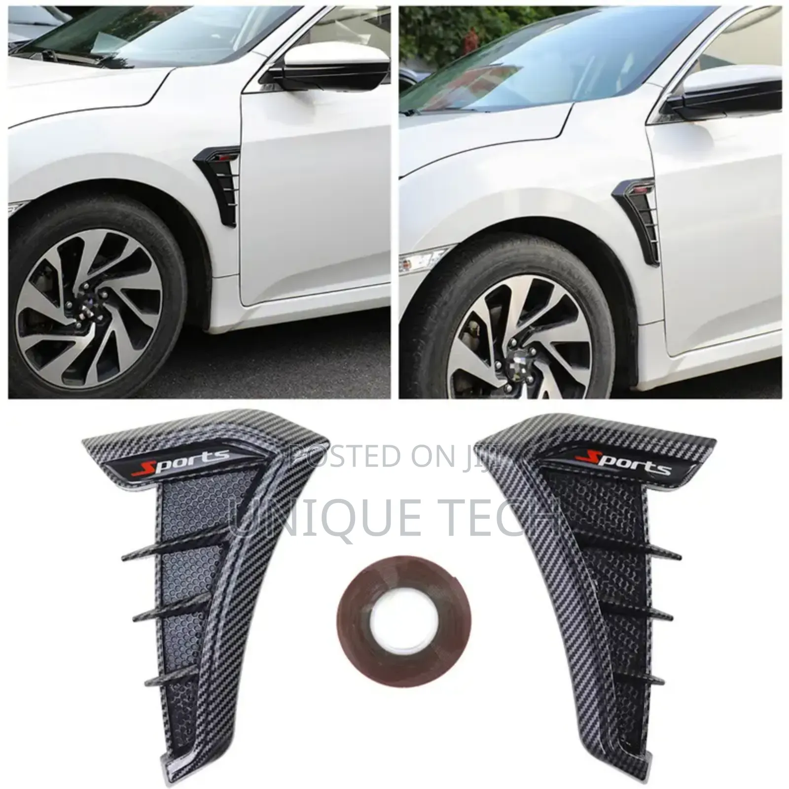 Black Side Air Vent Stickers, 2pcs Pack