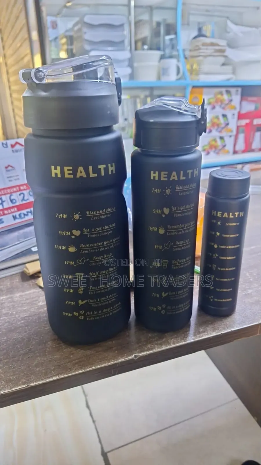 3 in 1 Water Bottle(Black)