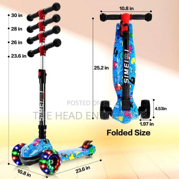 Blue Scooter for Kids With Flickering Wheels
