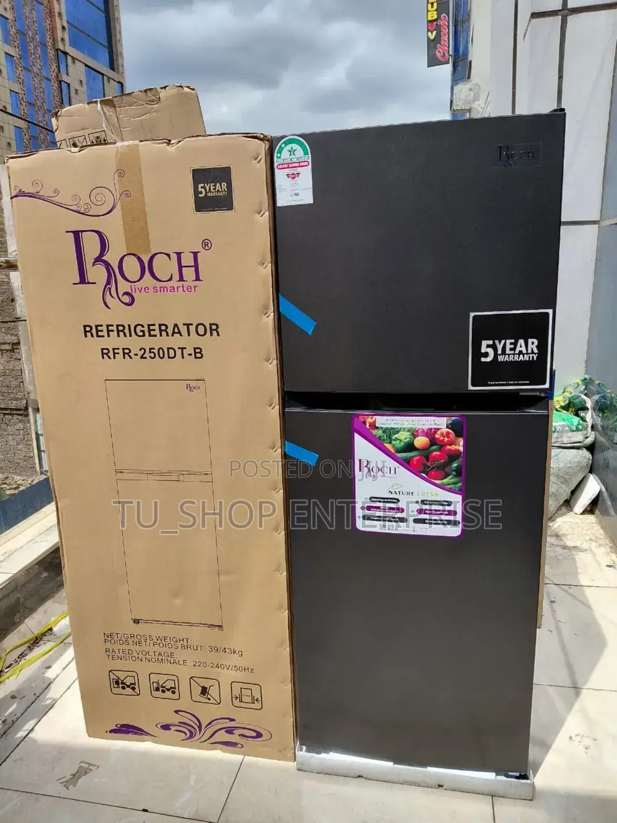 Roch 197litres Doubledoor No Frost(Rfr-250dt-B)