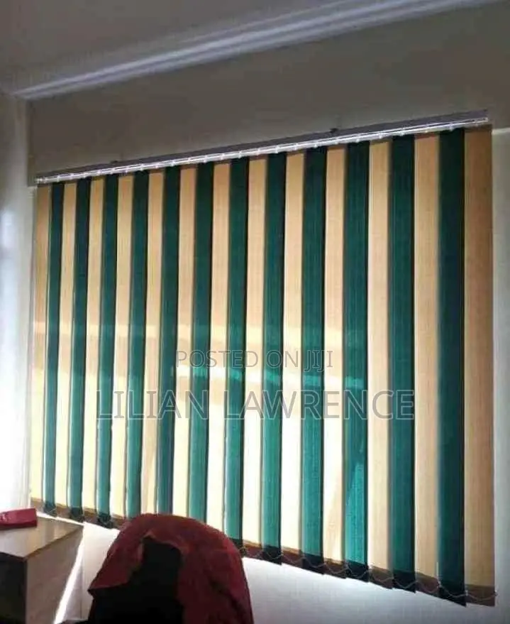 Green and Cream Vertical Blinds