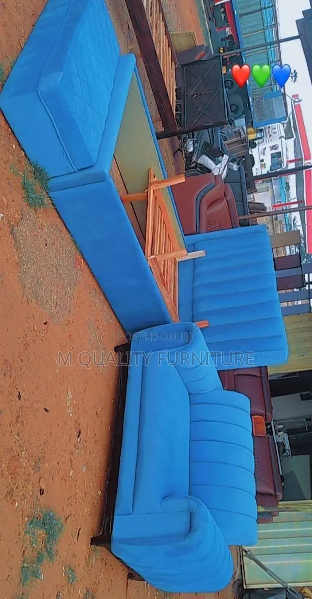 Sky Blue 2 Seater Sofa With Its Bed and Ottoman