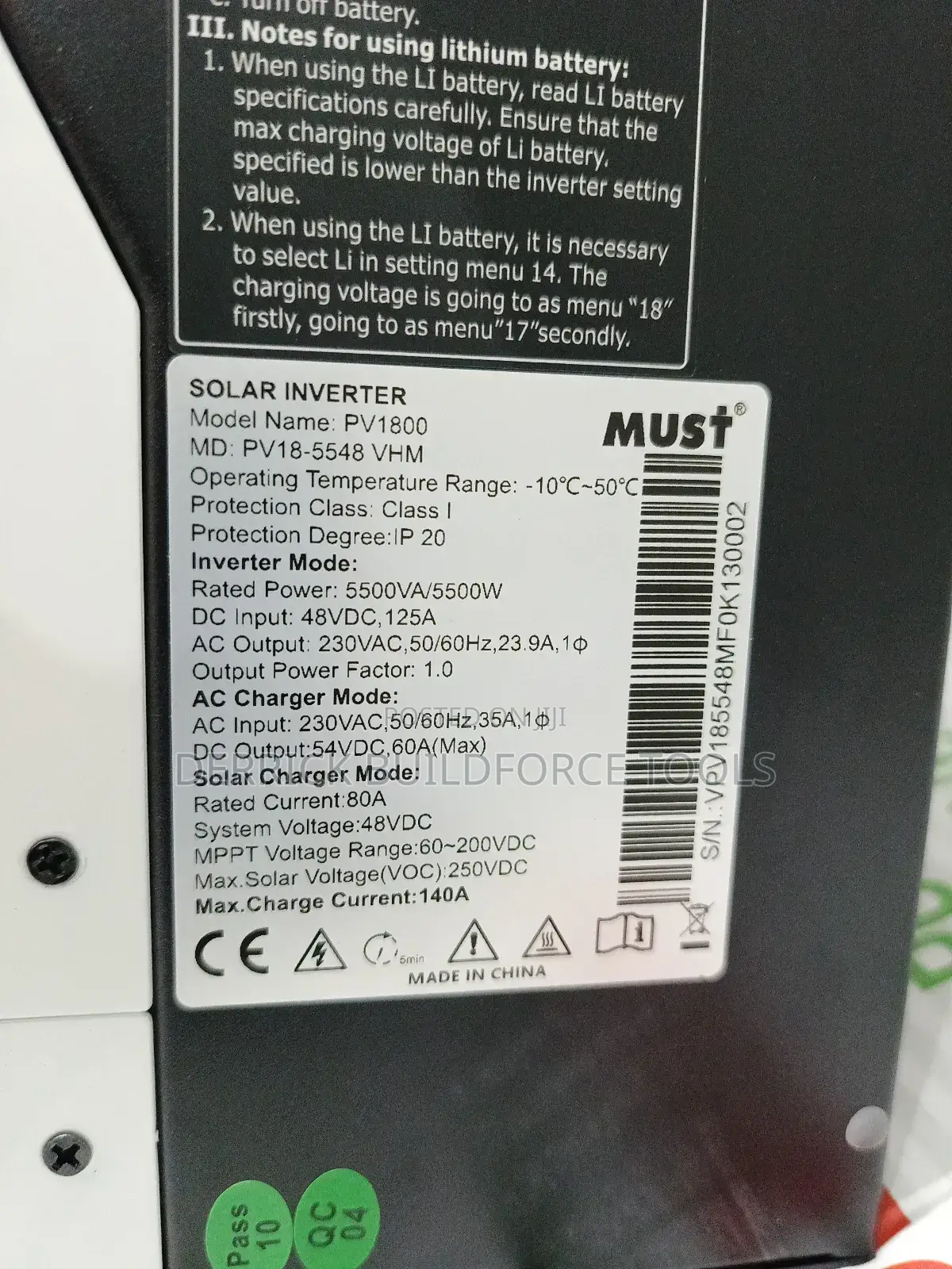 Must 5.5kva 48v Solar Hybrid Inverter