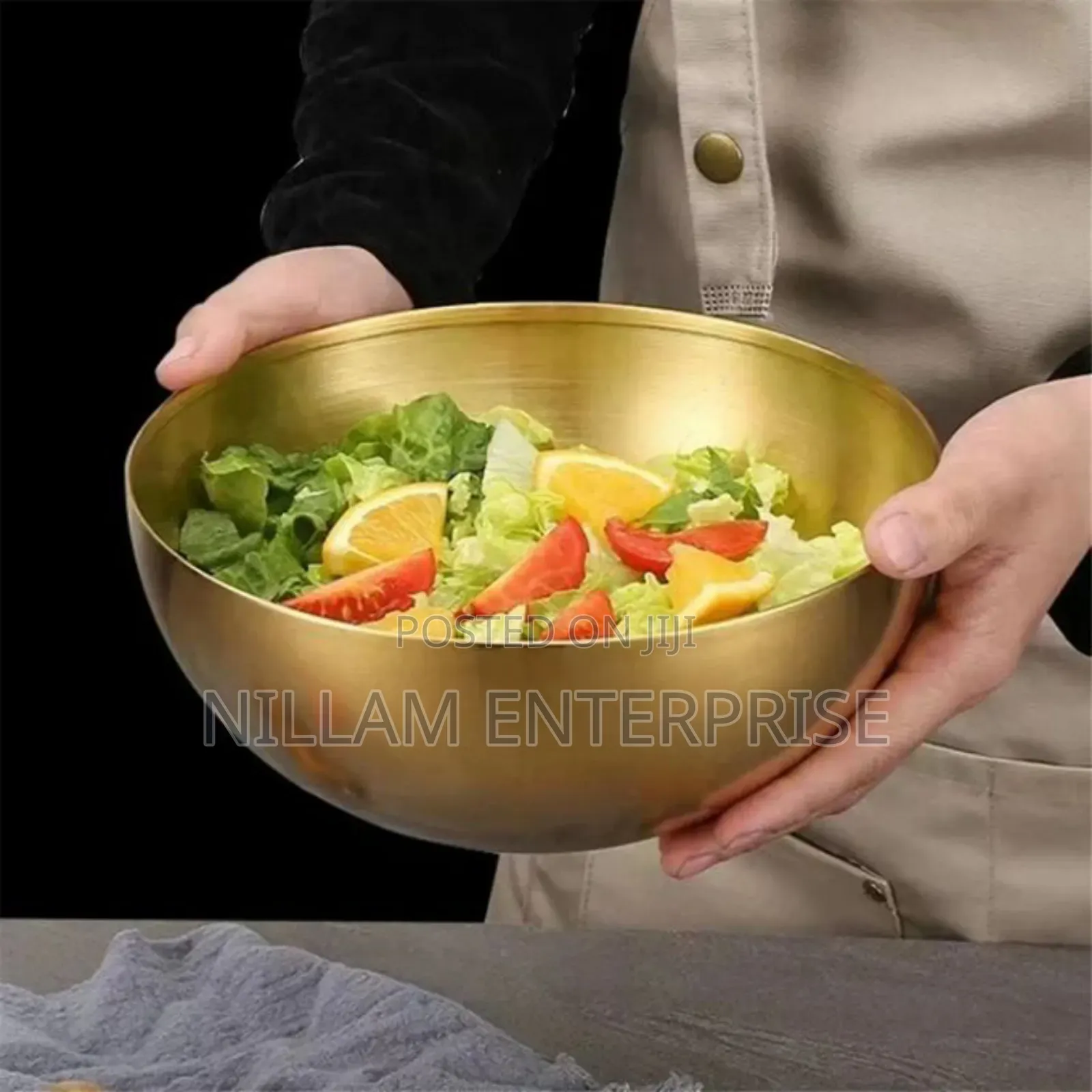 *3 Litre Gold Stainless Steel 28cm Ramen Bowl