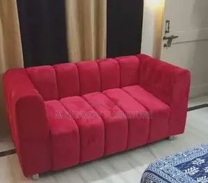 Maroon 2 Seater Back Permanent Sofa