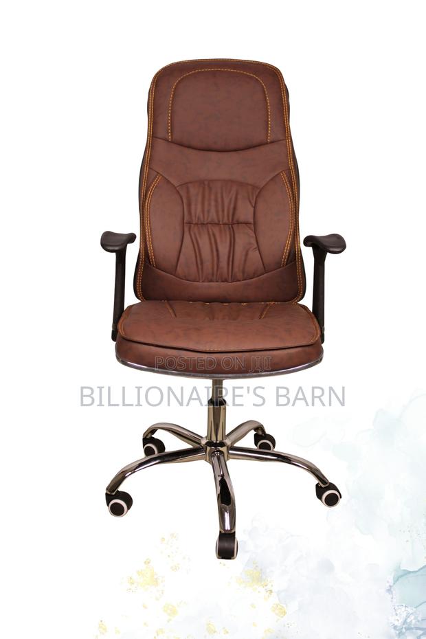 Office Chair Brown Ergonomic Office Pu Leather - thumbnail 3