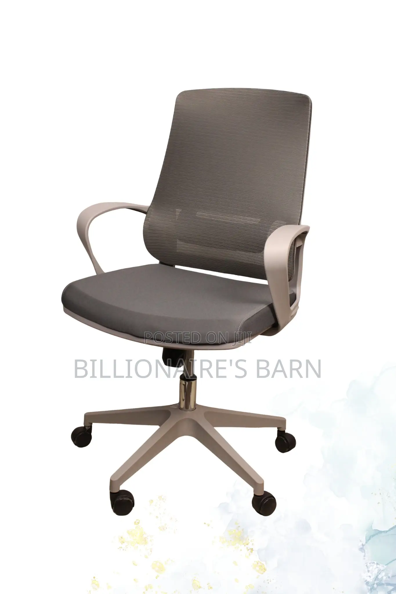 Office Chair; Gray Polish Computer Chair With Mesh Backs