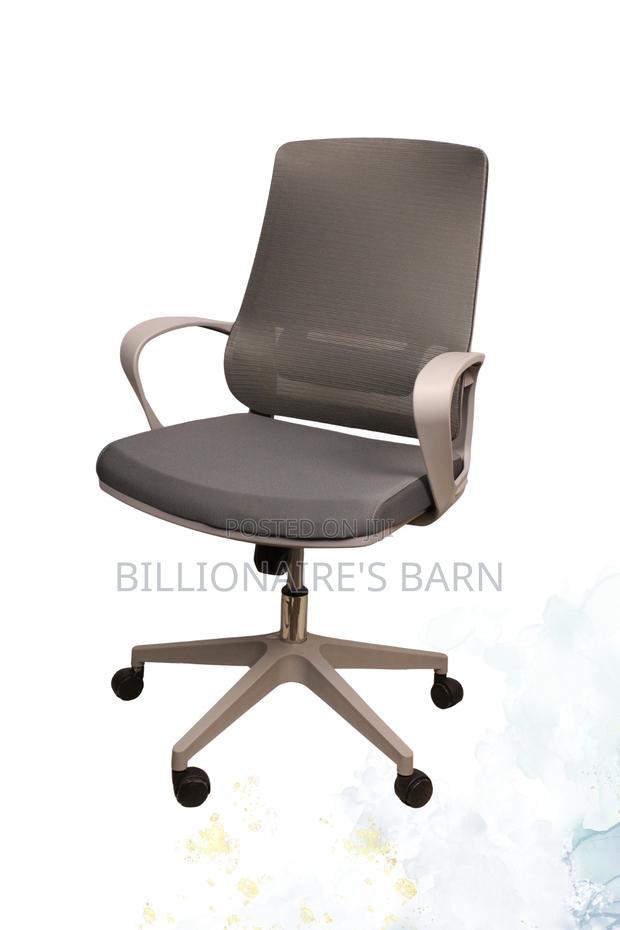 Office Chair; Gray Polish Computer Chair With Mesh Backs - thumbnail 2