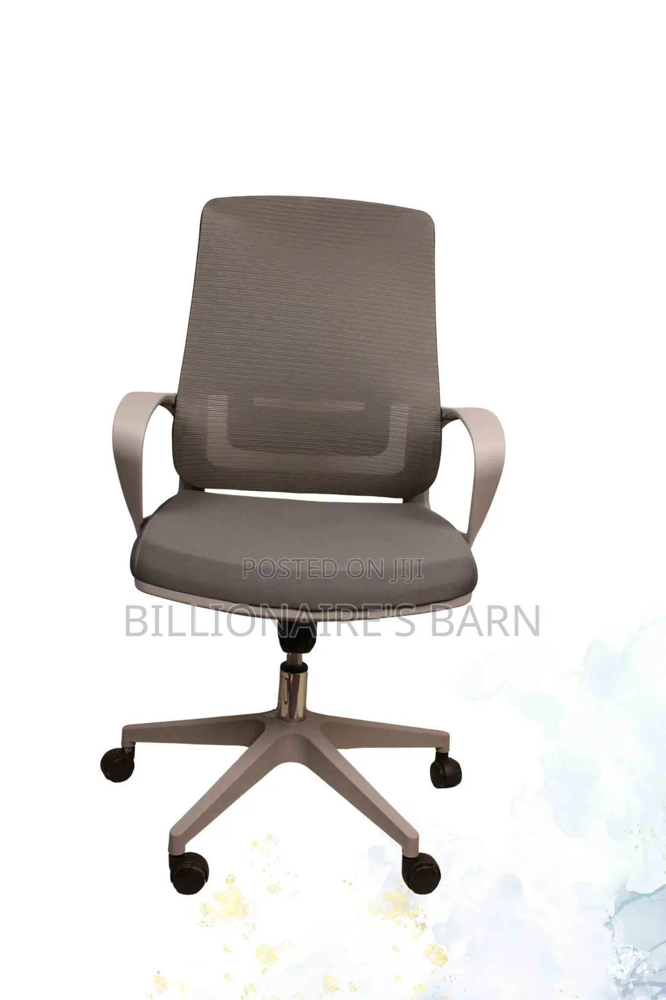 Office Chair; Gray Polish Computer Chair With Mesh Backs