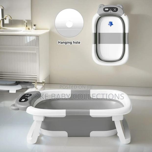 Foldable Baby Bath Tub With Support Cushion Thermometer - thumbnail 7