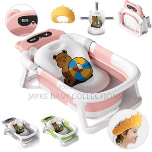 Foldable Baby Bath Tub With Support Cushion Thermometer - thumbnail 2