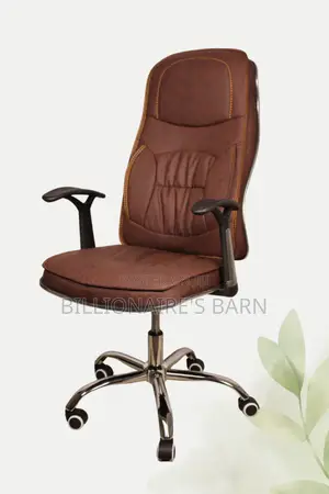 Leather Office Chair With Plush Seat and High Back