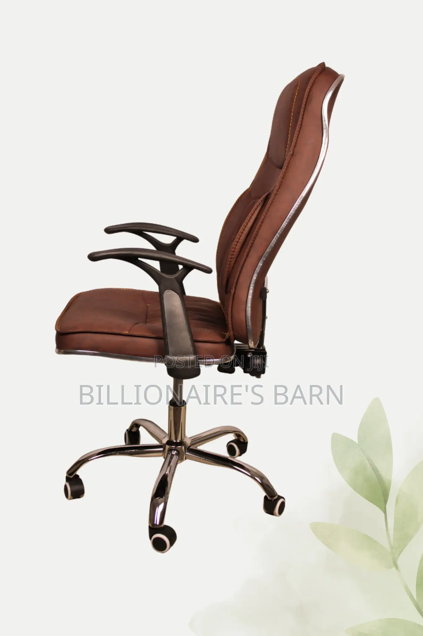 Leather Office Chair With Plush Seat and High Back