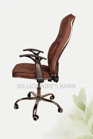 Leather Office Chair With Plush Seat and High Back