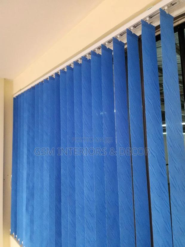 Blue Office Curtains and Office Blinds Vertical - main view