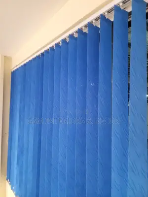 Blue Office Curtains and Office Blinds Vertical