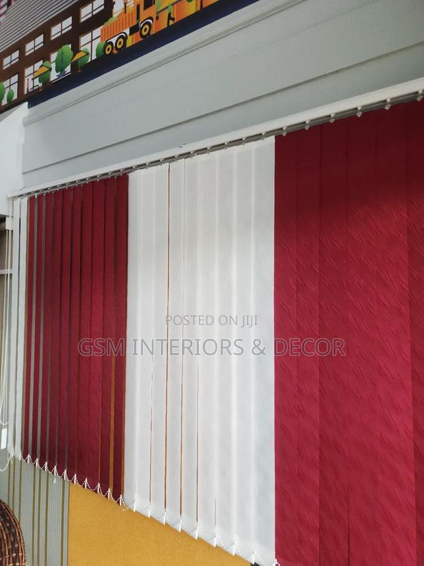 Maroon Stripped Office Blinds and Curtains Adjustable