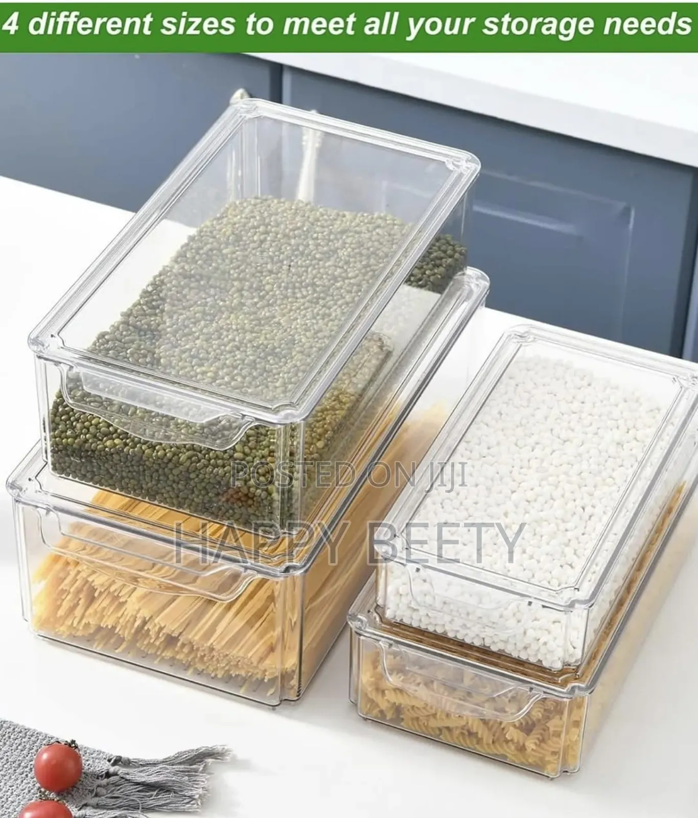 4 Big Capacity Bpa-Free Stackable Acrylic Fridge Containers