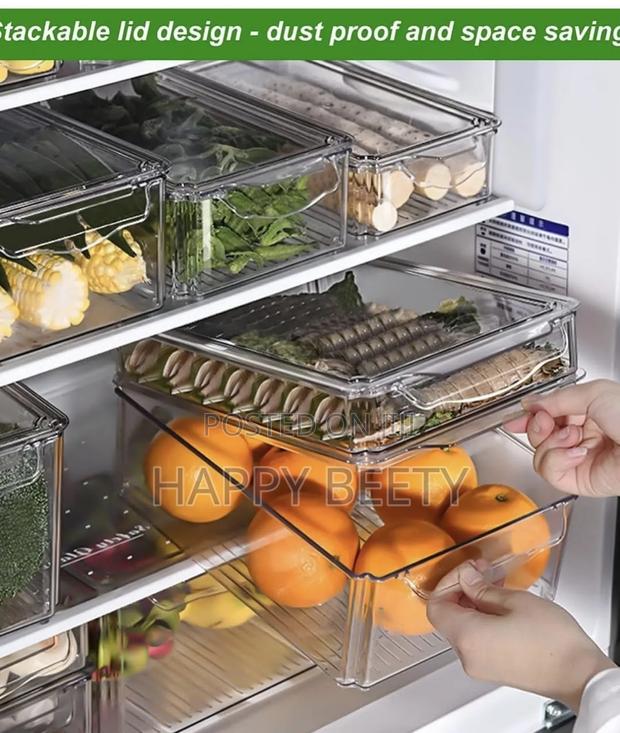4 Big Capacity Bpa-Free Stackable Acrylic Fridge Containers - thumbnail 4