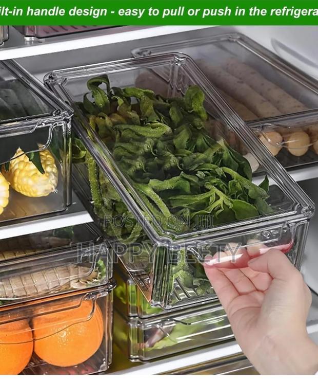 4 Big Capacity Bpa-Free Stackable Acrylic Fridge Containers - thumbnail 5