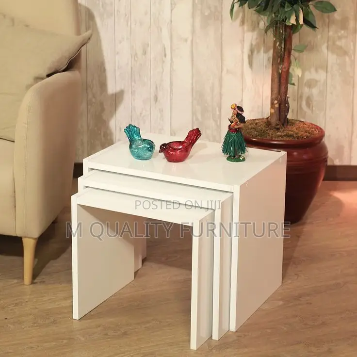White 3 Sets of Nesting Tables