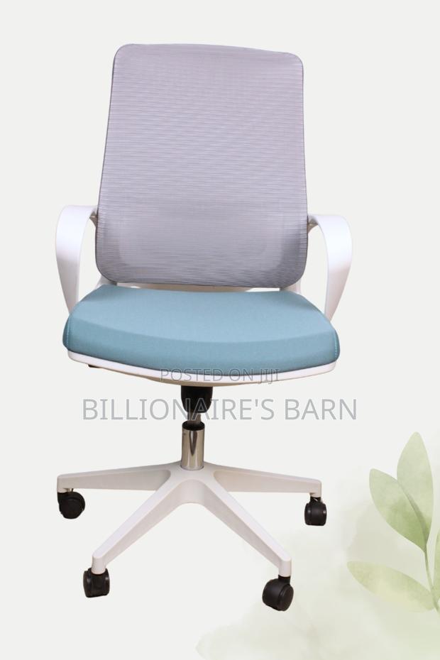 Modern White Mesh Chair With Adjustable Seat Height - thumbnail 2