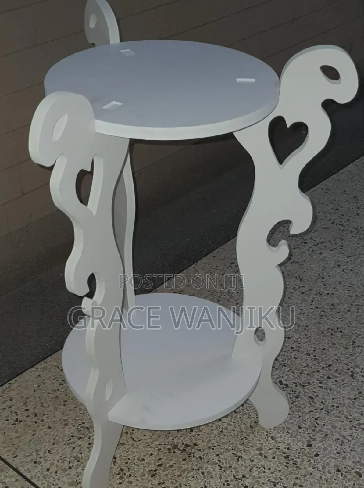 3 Legged 2 Layer White Decor Table
