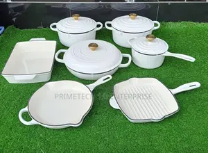 11pcs Sfe Cast Iron Cooking Pots-White