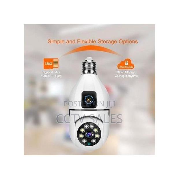 V380 Dual Lens Bulb Camera With Night Vision Ability