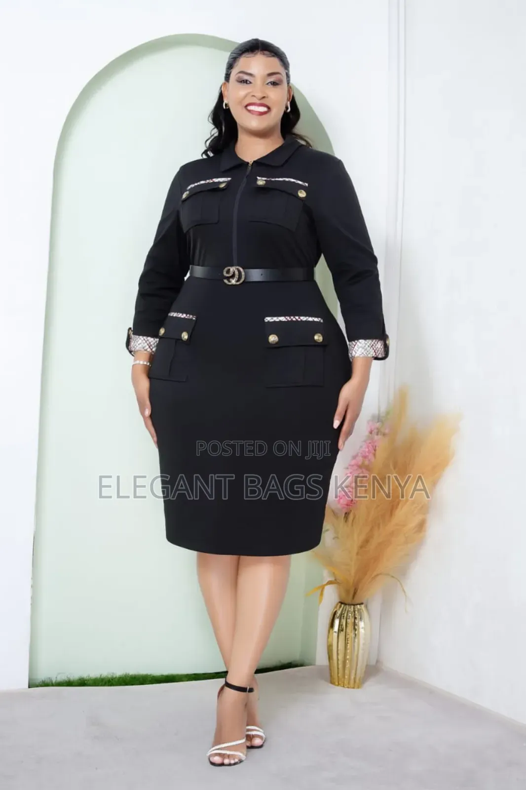 Stylish Black Midi Dress