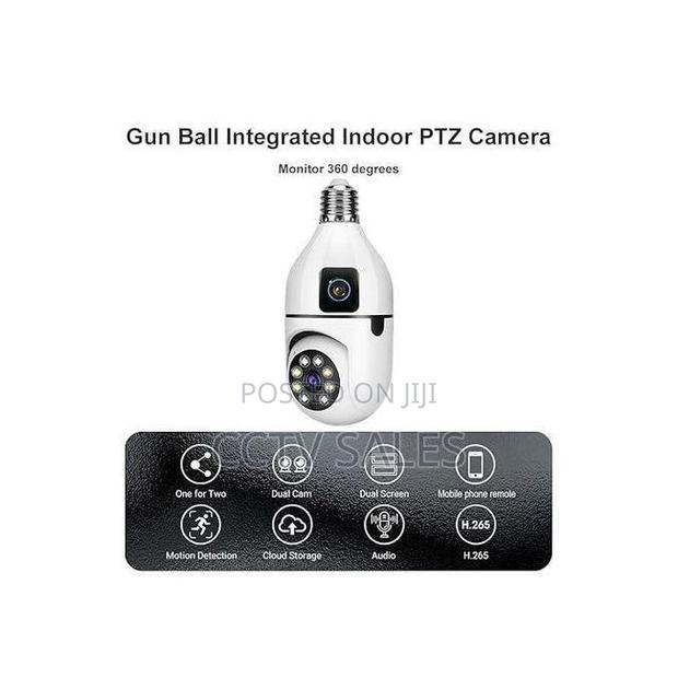 Integrated PTZ Dual Lens Bulb Camera With Motion Detection