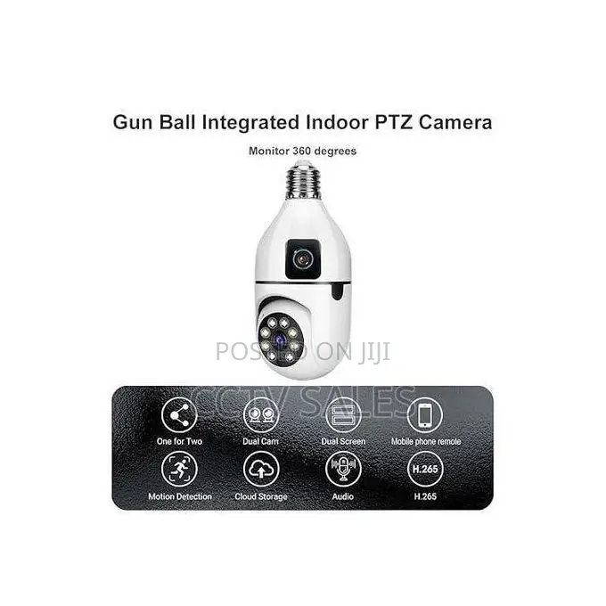 Integrated PTZ Dual Lens Bulb Camera With Motion Detection