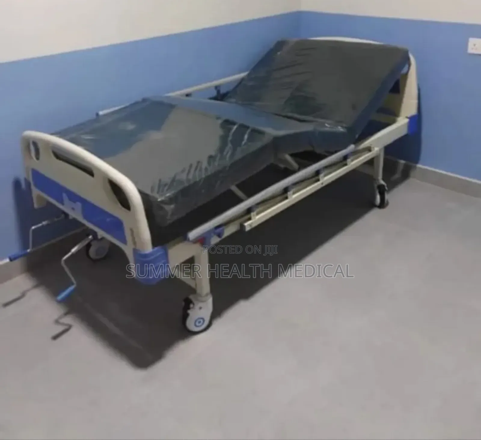 Single Crank Hospital Bed Abs With A Mattress- Mackingtosh