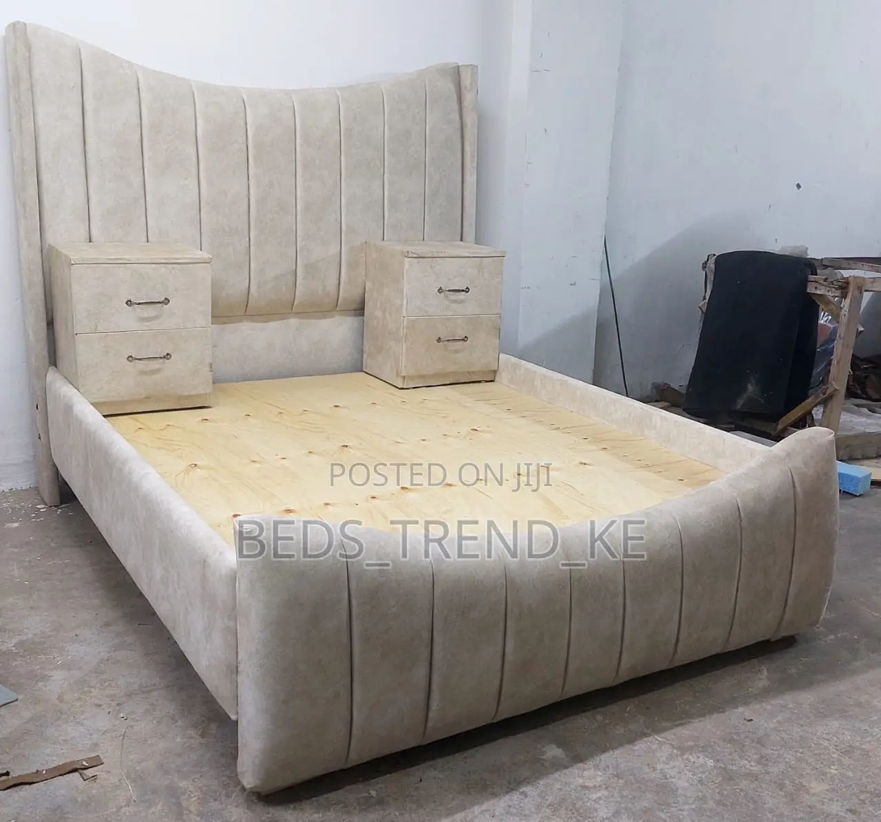 Soothing 6 by 6 Ft Modern Bed + Side Drawers