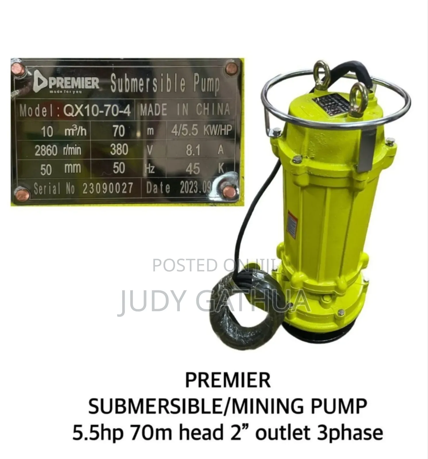 Mining Pump 3 Phase 5.5hp 70m Head