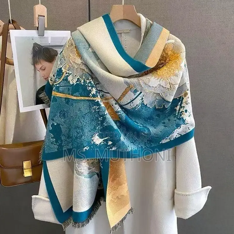 Garden Print Semi Formal Cashmere Wrap Shawl/ Scarf
