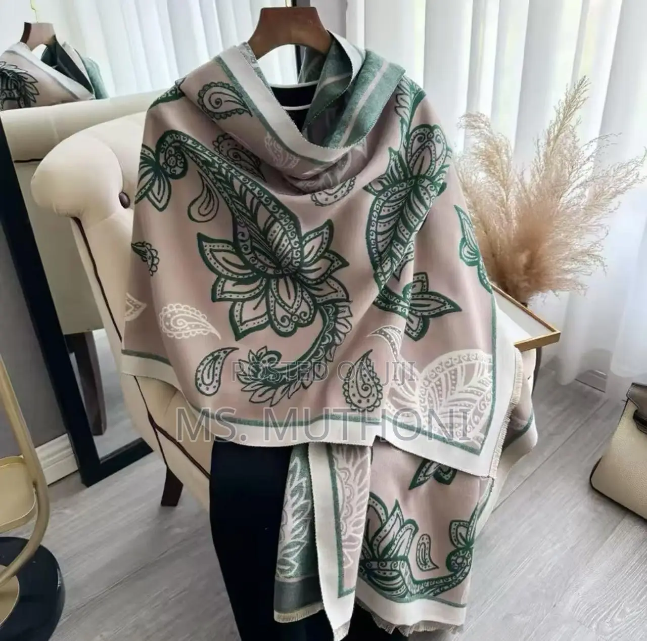 Garden Print Semi Formal Cashmere Wrap Shawl/ Scarf