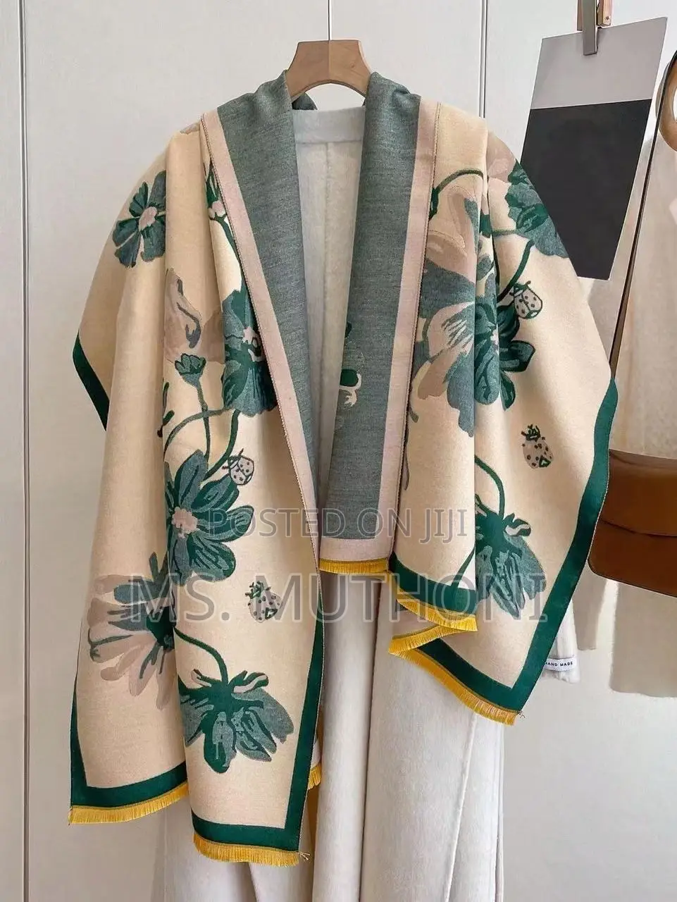 Garden Print Semi Formal Cashmere Wrap Shawl/ Scarf
